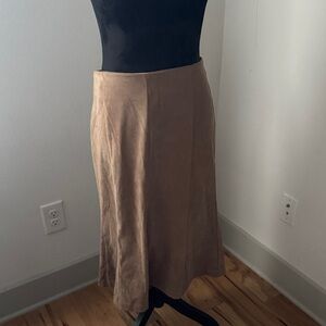 Metro Girl faux suede Tan Suede Skirt flat front back zipper Sz 12